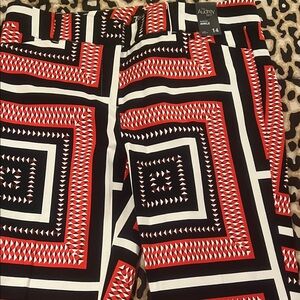 New York & Company Red and Black Geometric Ankle Pants